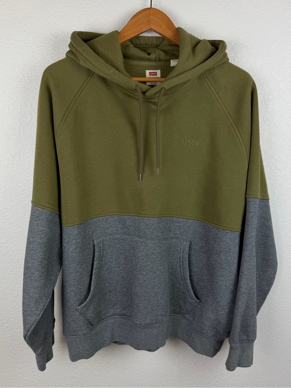 Levi's Olive and Gray Two-Tone Pullover Hoodie